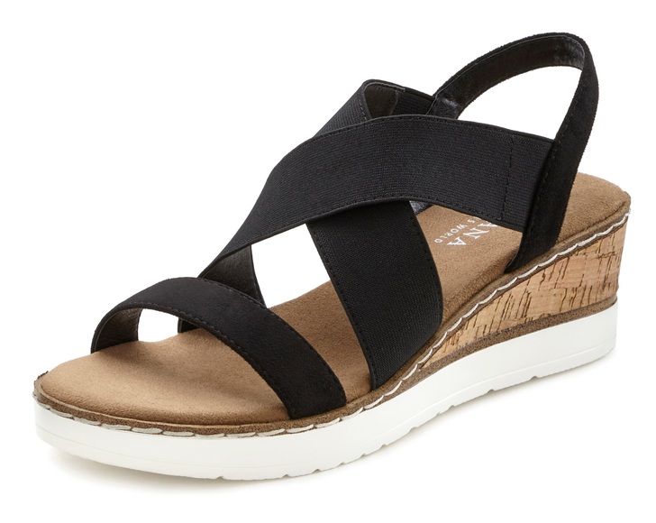 LASCANA Sandalette, mit Keilabsatz und elastischen Riemen