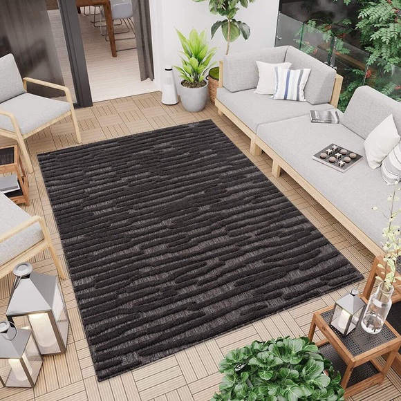 Carpet City Teppich »SANTORINI 58394«, rechteckig, 5 mm Höhe, 3D-Design: Flor erzeugt ein Hoch-Tief-Effekt, In- und Outdoor geeignet