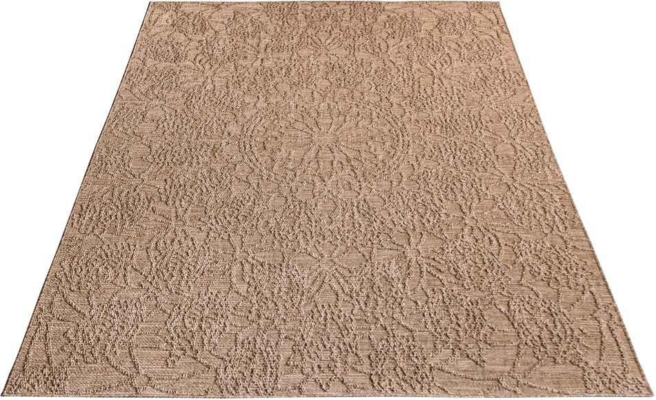 Paco Home Teppich »Rimini 411«, rechteckig, Flachgewebe, Uni Farben, Hoch-Tief Effekt, In- und Outdoor geeignet