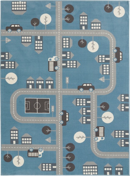 HANSE Home Teppich »Town«, rechteckig, 0,9 mm Höhe, Weicher Flor, Schaldämmende Spielunterlage, Kinderzimmer, Strassen Design, Kurzflor, Robust, pflegeleicht