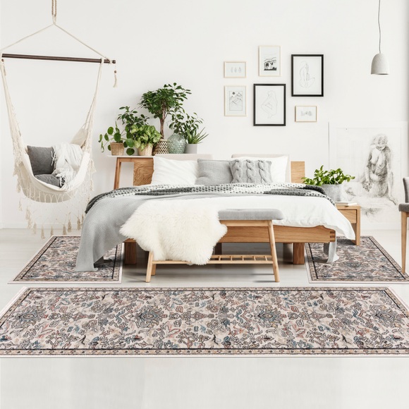Carpet City Bettumrandung »Novel 8606«, (3 tlg.), mit Fransen, Wohnzimmer, Bettvorleger, Läufer-Set für das Schlafzimmer