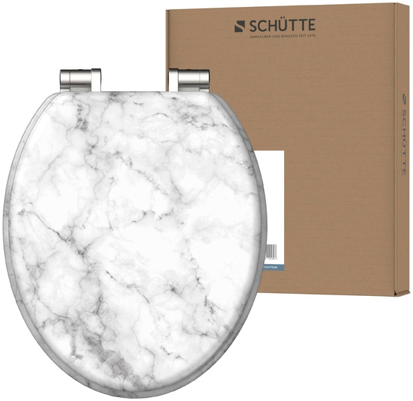 Schütte WC-Sitz »Marmor«, Toilettendeckel mit Absenkautomatik und Holzkern, Klobrille passend für viele handelsübliche WC-Becken, Toilettensitz mit Motivdruck, MDF