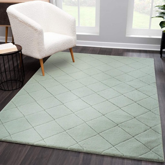 Carpet City Hochflor-Teppich »Moment«, rechteckig, 31 mm Höhe, Modern Einfarbig, 3D-Raute-Optik, Wohnzimmer