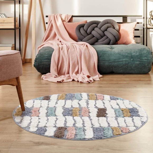 Carpet City Hochflor-Teppich »Focus«, rund, 20 mm Höhe, 3D-Optik,Bunt, Modern, Wohnzimmer