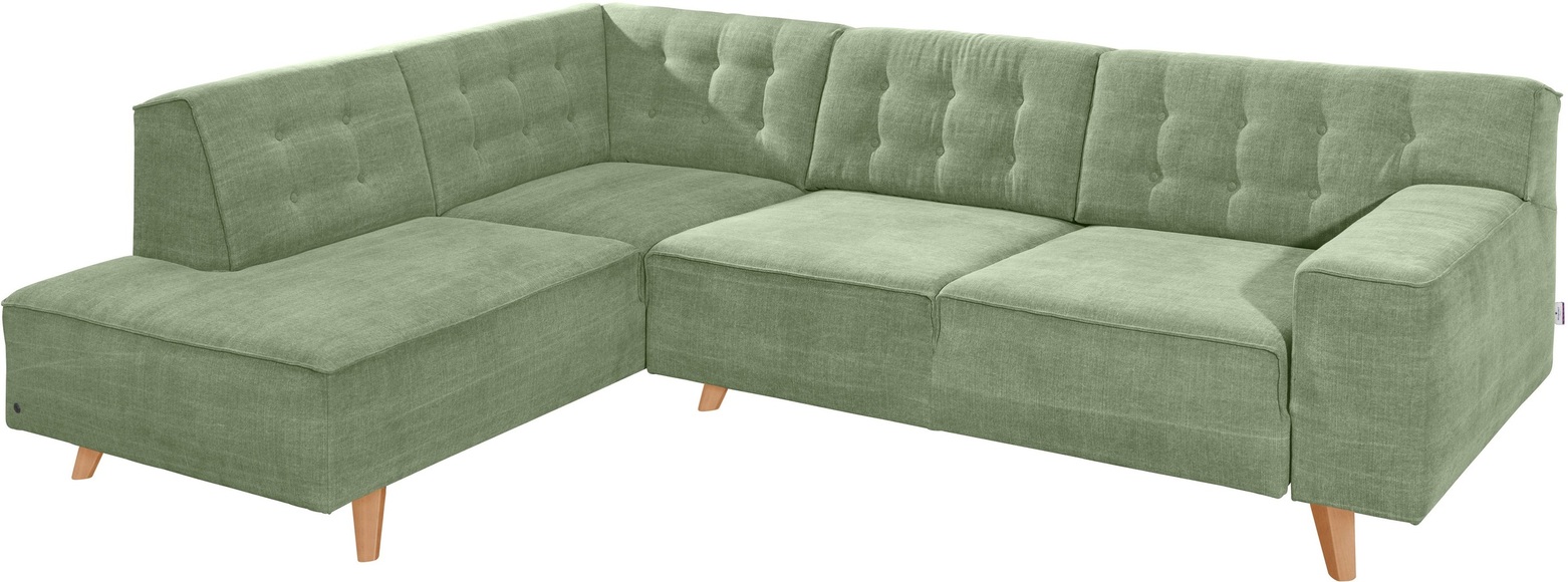 TOM TAILOR Ecksofa »NORDIC CHIC«, mit Ottomane, wahlweise mit Sitzvorzug, Füsse Buche natur