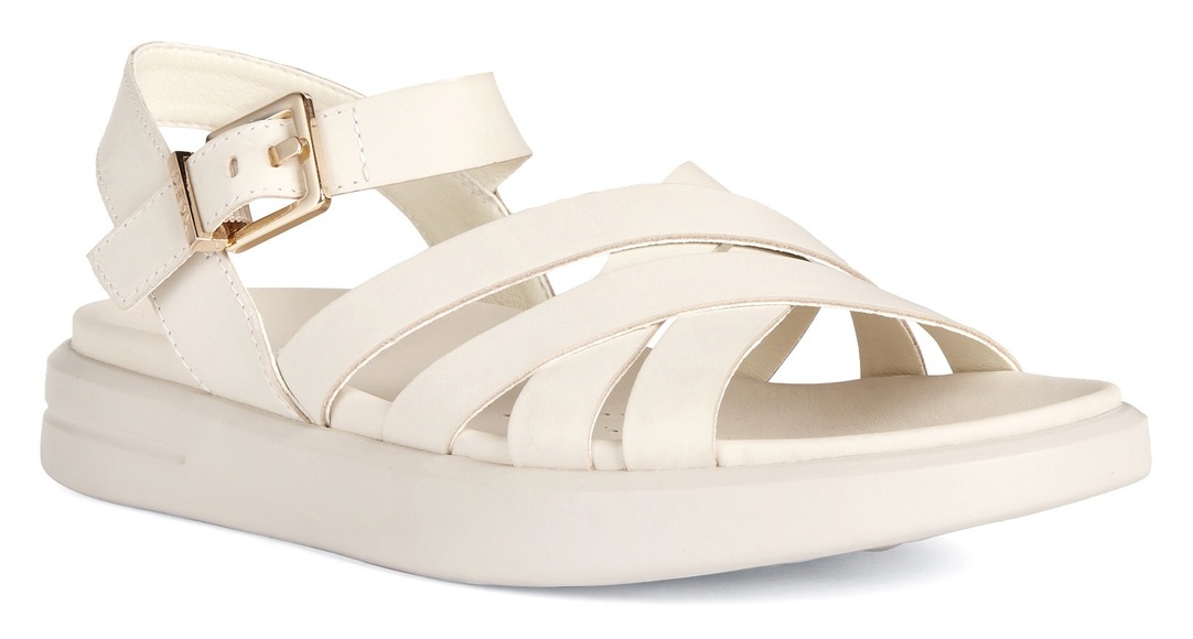 Geox Xand Damen Flache Sandalette Creme