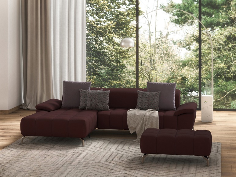 sit&more Ecksofa »Cool«, wahlweise mit Kopfteilverstellung und Vorziehsitz, motorisch, mit silberfarbenen Füssen