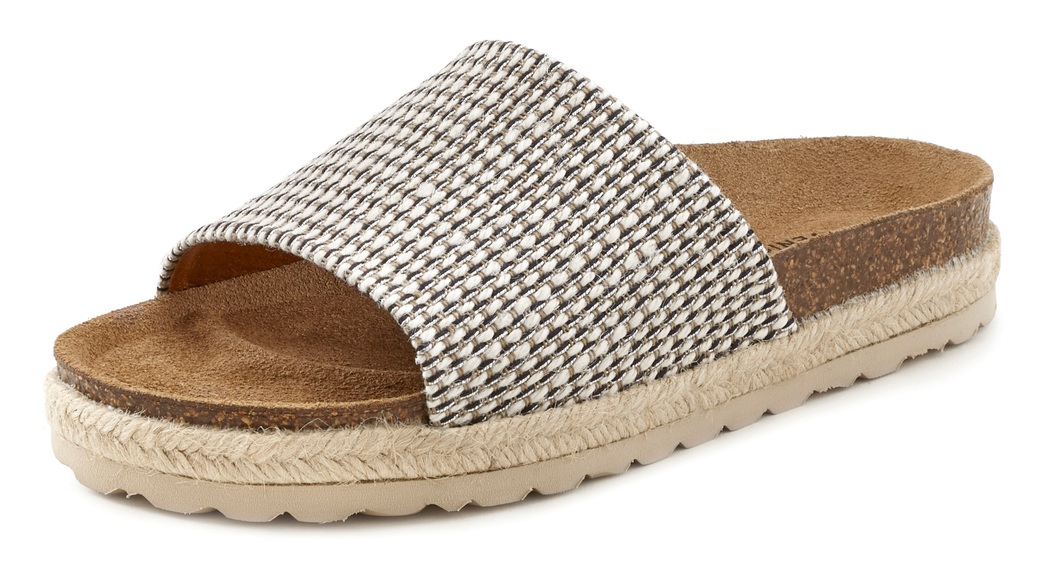 Venice Beach Pantolette, mit dezenter Bast-Optik und Korkfussbett