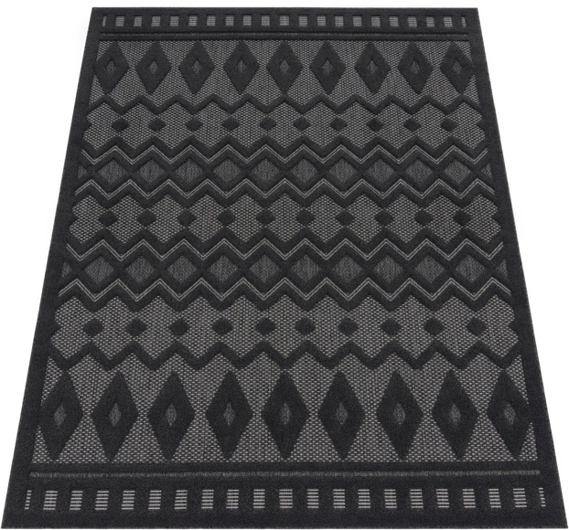 Paco Home Teppich »Livorno 671«, rechteckig, Uni-Farben, Scandi, Rauten Muster, Hoch-Tief Effekt, Outdoor geeignet