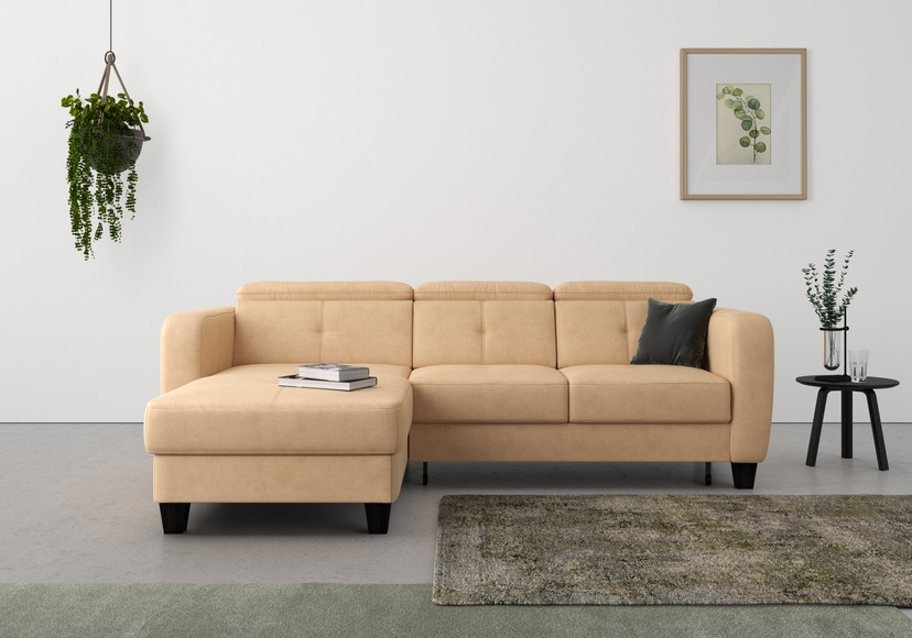 sit&more Ecksofa »Bellucci«, inklusive Kopfteilverstellung und Federkern, wahlweise mit Bettfunktion und Bettkasten