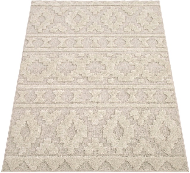 Paco Home Hochflor-Teppich »Genua 744«, rechteckig, Uni Farben, Hoch-Tief Effekt, modernes Design, sehr weicher Flor