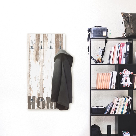 Artland Garderobe »Home«, platzsparende Wandgarderobe aus Holz mit 6 Haken, geeignet für kleinen, schmalen Flur, Flurgarderobe