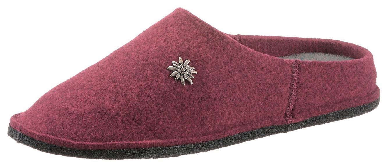 Hirschkogel Hausschuh, (1 tlg.), Damen Trachtenhauspantolette mit schmückendem Edelweiss