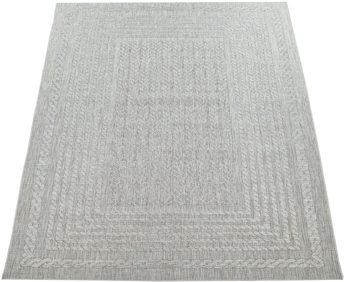 Paco Home Teppich »Liege 390«, rechteckig, 4 mm Höhe, Flachgewebe, melierte Sisal Optik, mit Bordüre, In- und Outdoor geeignet, Wohnzimmer