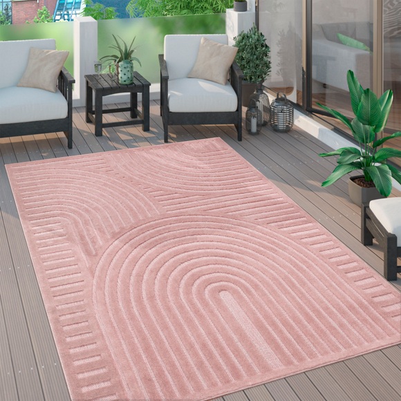 Paco Home Teppich »Livorno 674«, rechteckig, Uni Farben, moderner Hoch-Tief-Effekt, Scandi-Look, Outdoor geeignet