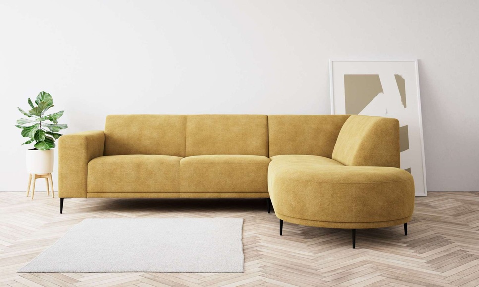 andas Ecksofa »Vorby«, L-Form, Breite 252 cm, weicher Chenille-Stoff, schwarze Metallfüsse