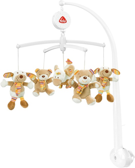 fehn ® Musik-Mobile Hund, Ente, Teddy - Rainbow - beige