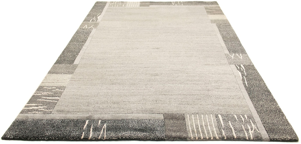 morgenland Wollteppich »Nepal Teppich handgeknüpft anthrazit«, rechteckig, 18 mm Höhe