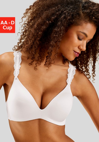 LASCANA Push-up-BH, ohne Bügel mit wunderschönen Spitzenträgern, Basic Dessous