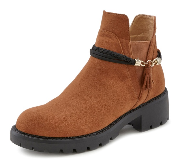 LASCANA Stiefelette, mit abnehmbarem Band und Chunky-Sohle vegan