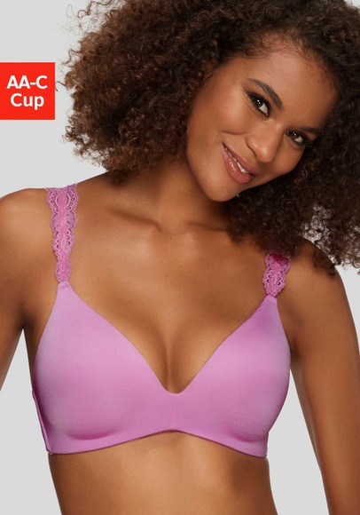 LASCANA Push-up-BH, ohne Bügel mit wunderschönen Spitzenträgern, Basic Dessous