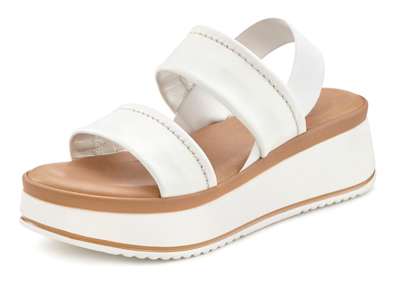 LASCANA Sandalette, aus Leder mit leichtem Keilabsatz
