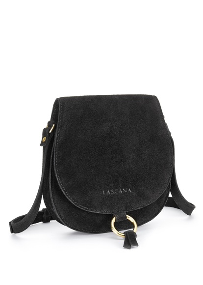 LASCANA Umhängetasche, Handtasche aus Leder mit goldfarbenem Zierring