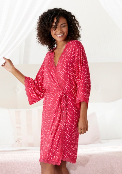 s.Oliver Kimono, mit Herzchendruck und Spitze