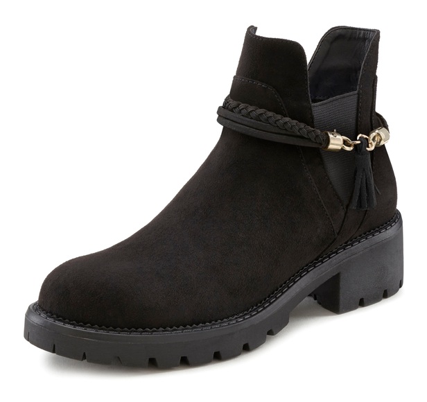 LASCANA Stiefelette, mit abnehmbarem Band und Chunky-Sohle vegan