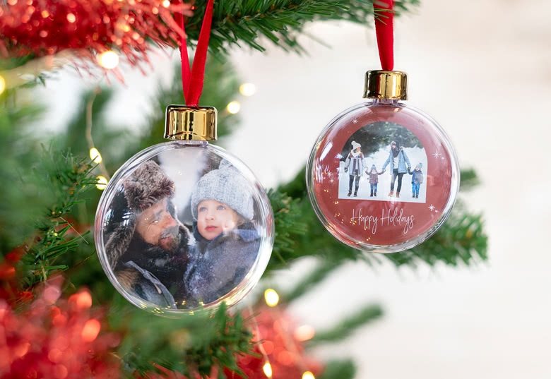 Weihnachtskugeln Set personalisiert - 2 Stk. (Transparent)