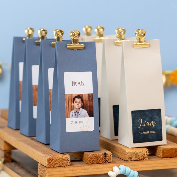 Beige quadratitsche Geschenktüte - 12 Stk.