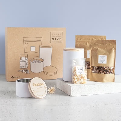 Guten-Morgen-Geschenkset - Smart2Give Vorratsdosen mit Knuspermüesli & Kokosflocken