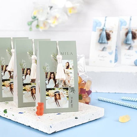 Set Geschenktüten mit silberblaufarbener Quaste - 24 Stk.