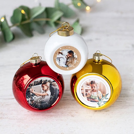 Weihnachtskugeln mit Foto personalisiert, Rot - 2 Stk. zu Weihnachten