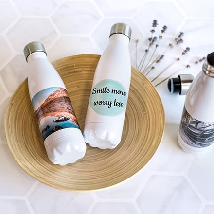 Trinkflasche Edelstahl Weiss zu Weihnachten