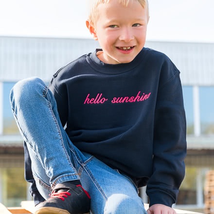 Pullover bestickt für Kinder Marineblau 9 bis 11 Jahre