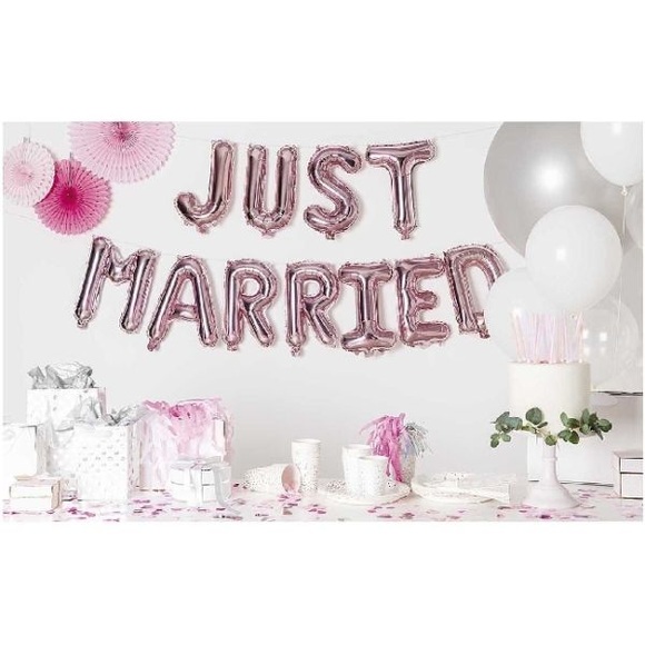 Folienballon Set Just Married, Rosa