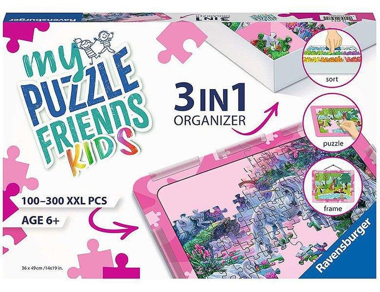 Ravensburger 3in1 Organizer 13275- Kinderpuzzle Organizer Rosa - für Kinder ab 6 Jahren