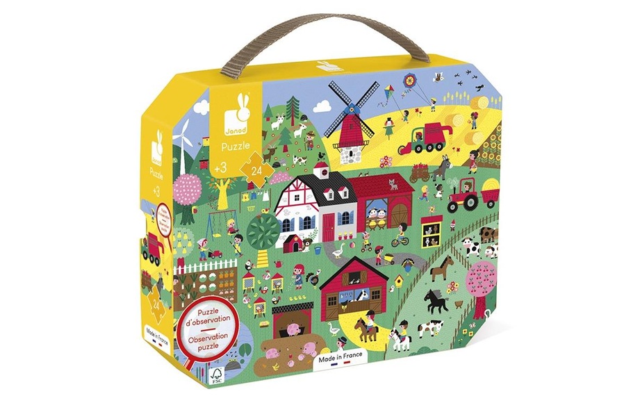 Puzzle Bauernhof mit Suchspiel 24tlg., im Köfferchen FSC