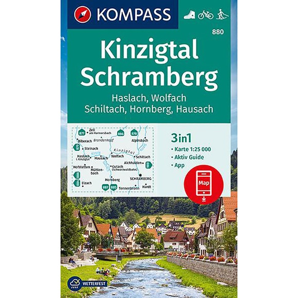 KOMPASS Wanderkarte Kinzigtal Schramberg, Haslach, Wolfach, Schiltach, Hornberg - 3in1 Wanderkarte 1:25000 mit Aktiv Guide inklusive Karte zur offline Verwendung in der KOMPASS-App. Fahrradfahren. Langlaufen.
