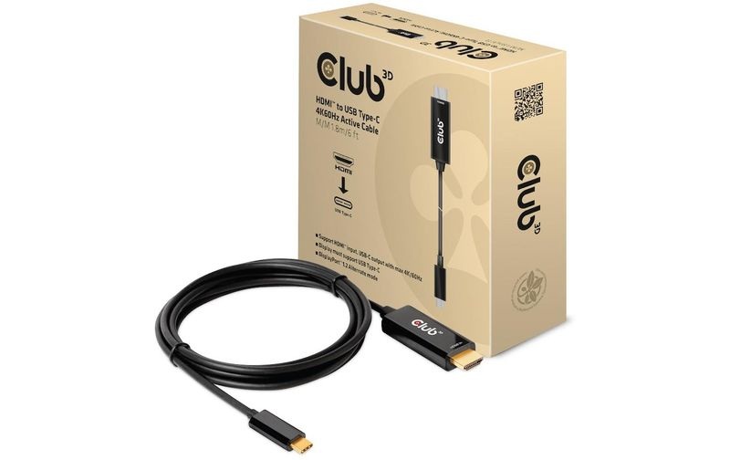 CLUB3D HDMI to USB Type-C 4K60Hz Active Cable M/M 1.8m/6 ft