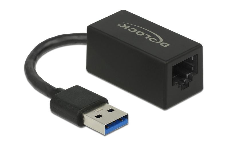 DeLOCK Adapter SuperSpeed USB (USB 3.2 Gen 1) mit USB Typ-A Stecker > Gigabit LAN 10/100/1000 Mbps kompakt schwarz