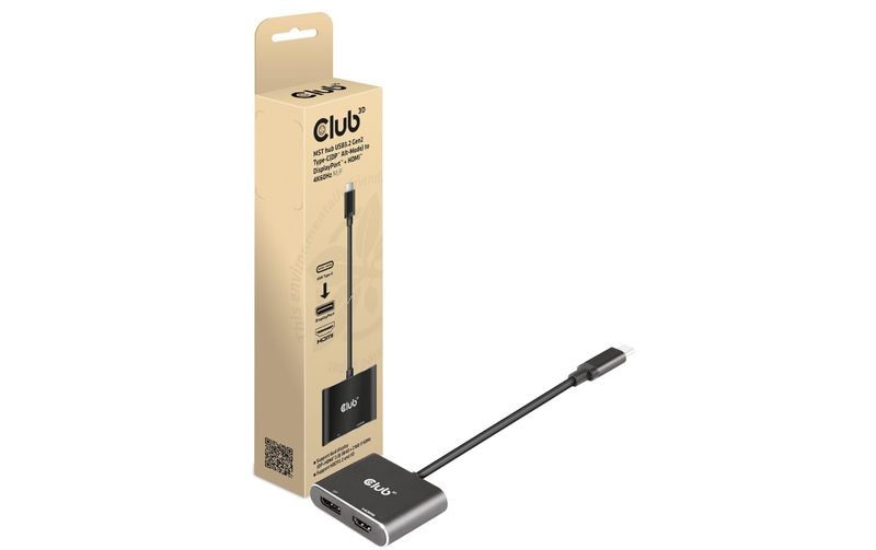 CLUB3D MST hub USB3.2 Gen2 Type-C(DP Alt-Mode) to DisplayPort + HDMI 4K60Hz M/F