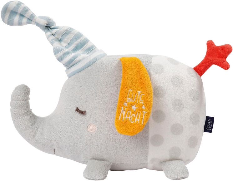 Nachtlicht Gute Nacht Elefant mit Glow-in-the-dark Bestickung 21cm