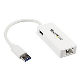 StarTech.com USB 3.0 Gigabit Ethernet Lan Adapter mit USB Port - Weiß