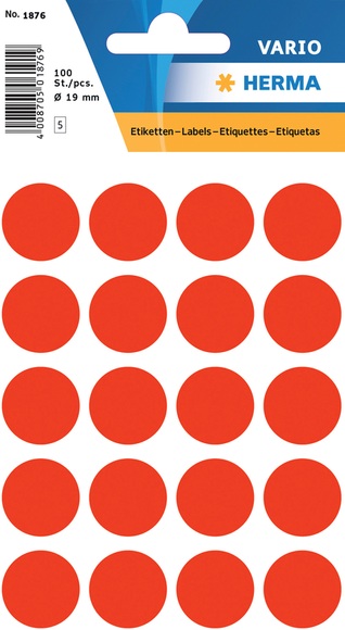 HERMA Multi-purpose labels ø 19mm luminous red 100 pcs.