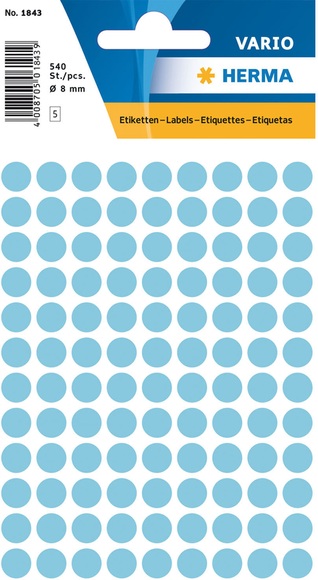 HERMA Vielzwecketiketten Ø 8 mm rund blau Papier matt 540 St.