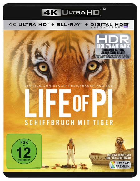 Life Of Pi- Schiffbruch mit Tiger 4K, 1 UHD-Blu-ray + 1 Blu-ray + Digital HD UV