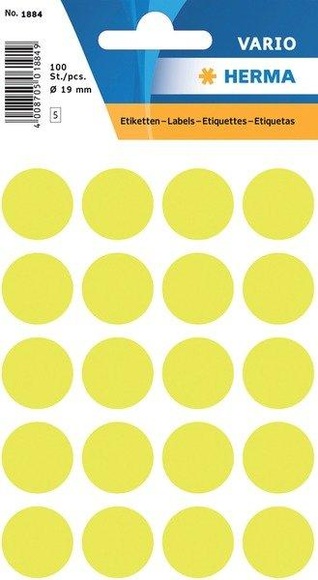 HERMA Multi-purpose labels ø 19mm luminous yellow 100 pcs.