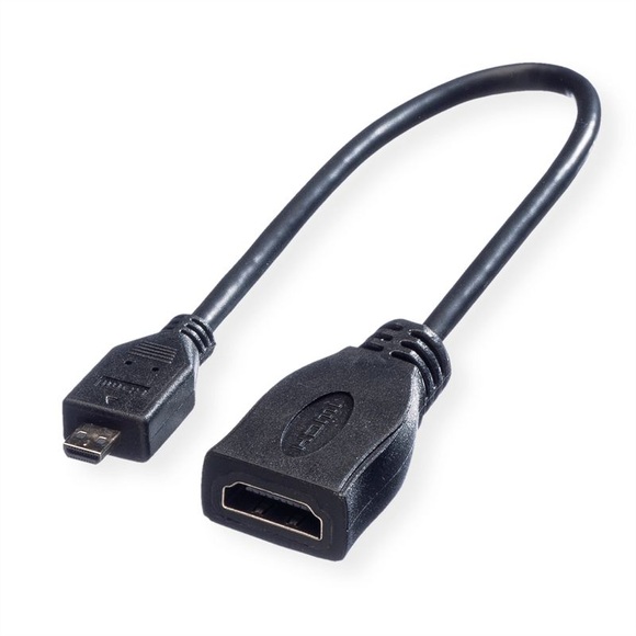 ROLINE HDMI High Speed Kabel mit Ethernet, HDMI BU - Micro HDMI ST 0,15m